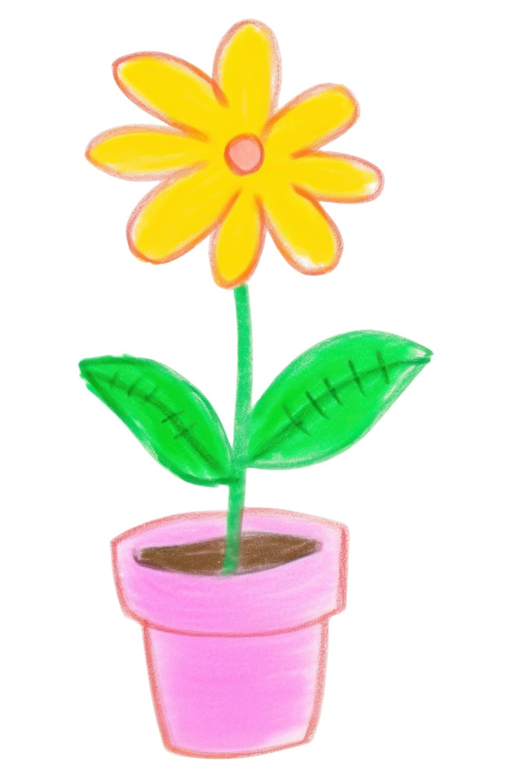 Foto planta de pétalos de png con flor en la olla de dibujo