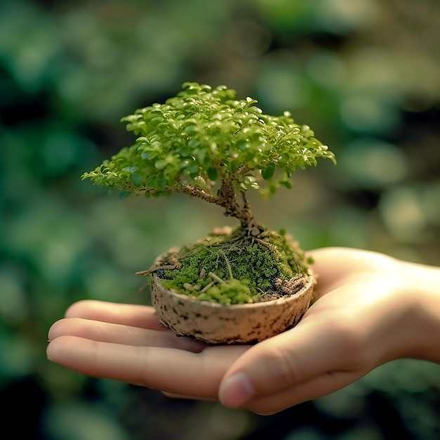 Planta de primer plano en mano femenina