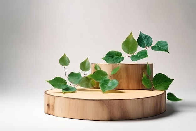 Planta próspera que crece en un soporte de madera que muestra la belleza de la naturaleza y la simplicidad creada con tecnología de IA generativa