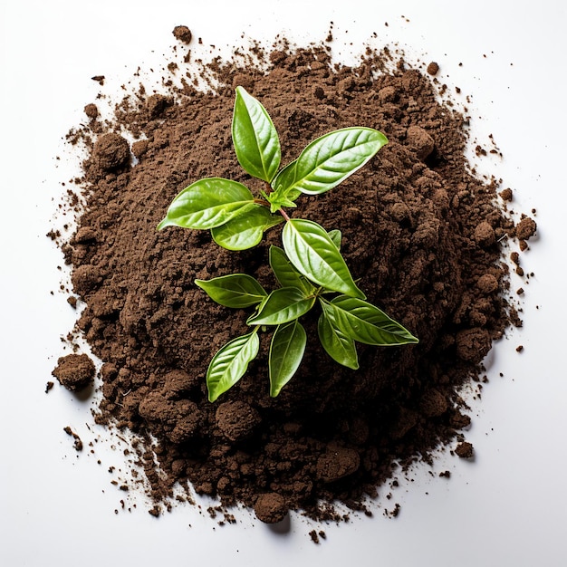 Foto una planta que está en un círculo de tierra