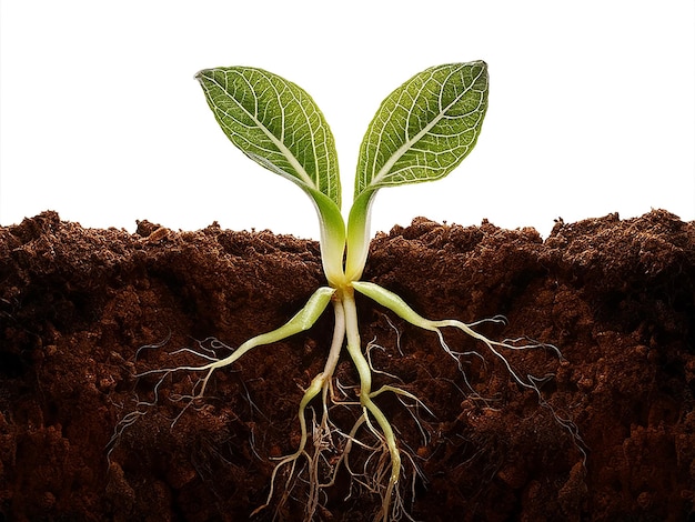 una planta que crece de una pieza de tela con un fondo blanco