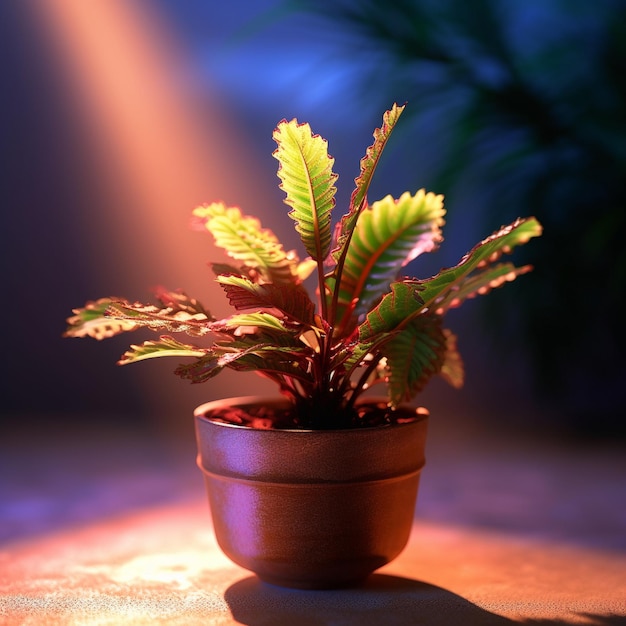 Una planta que crece en el suelo con el sol brillando sobre ella