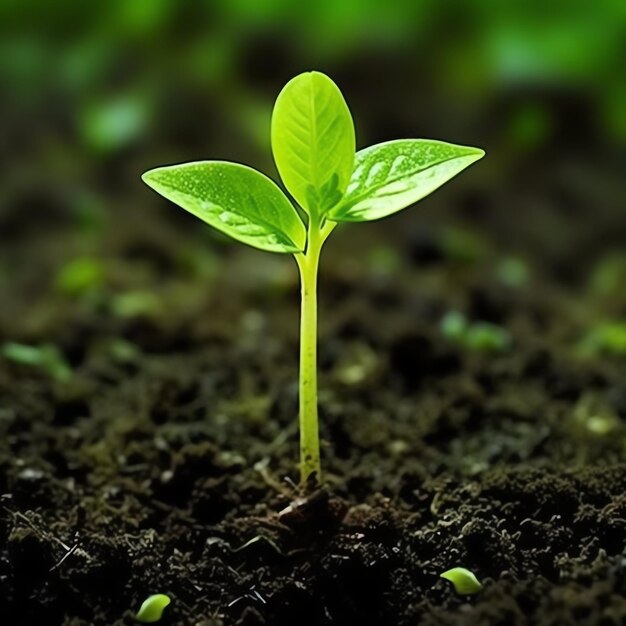 Foto planta que crece en terreno agrícola o bosque con luz solar durante el día planta que está creciendo día mundial de la tierra