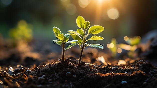 Planta que cresce em solo ensolarado