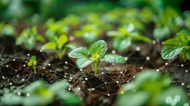 Planta que cresce na terra de perto