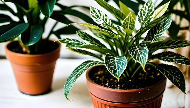 Una planta que es verde y blanca.