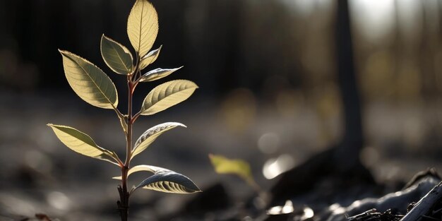 Una planta que está creciendo en la arena.