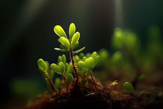 Una planta que está creciendo en una roca.