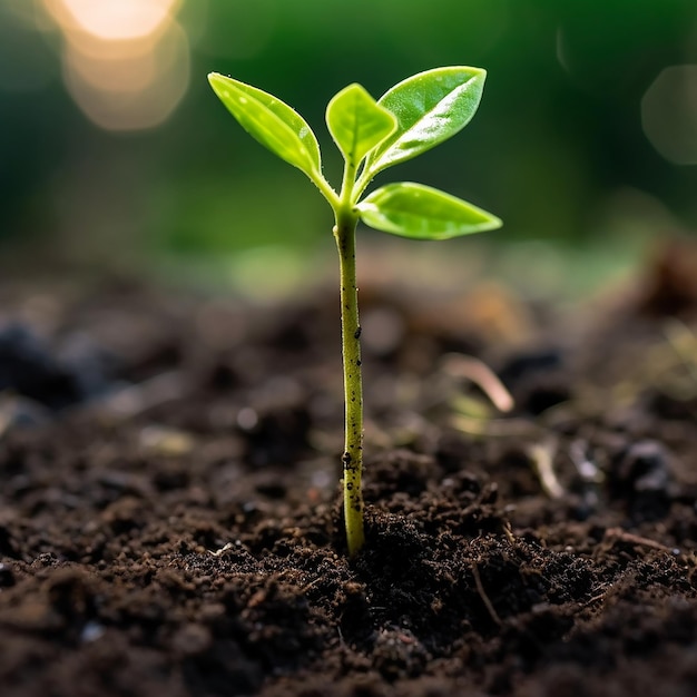 Una planta que está creciendo en el suelo.