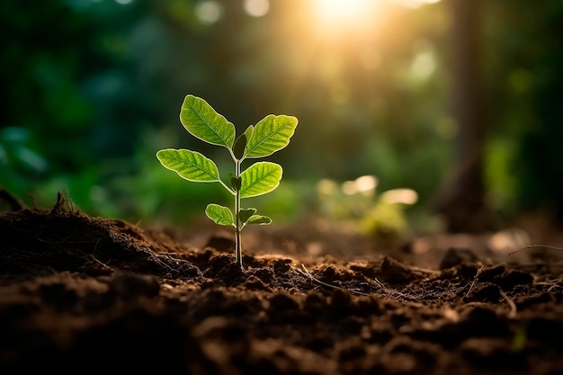 Una planta que está creciendo en el suelo.