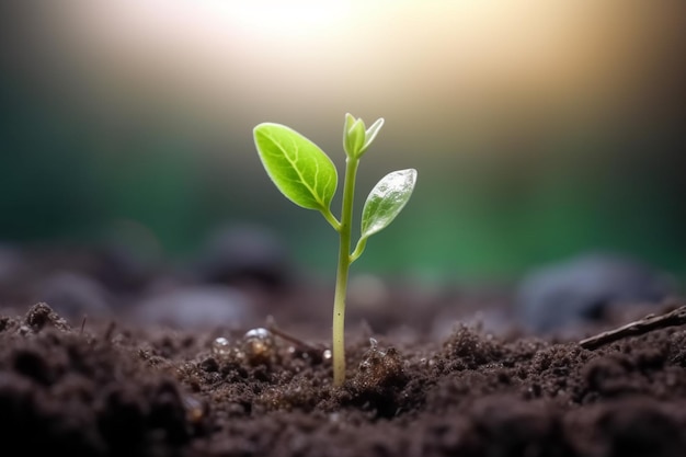 Una planta que está creciendo en el suelo.