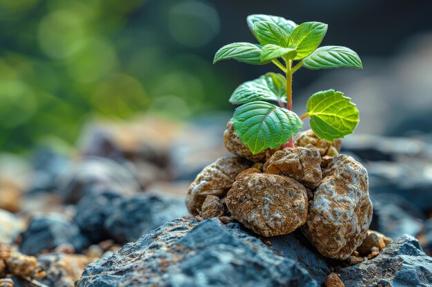 Planta que prospera entre las rocas