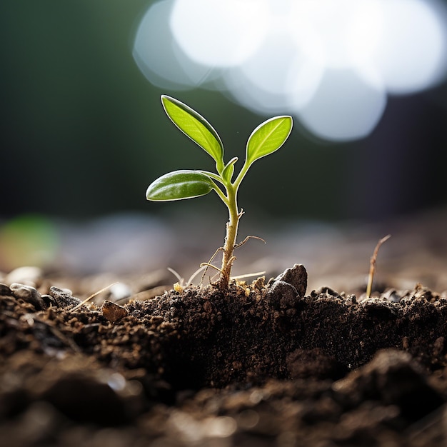 una planta que sale de la tierra