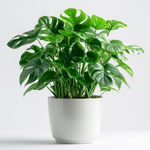 Planta de queso suiza Monstera adansonii en una olla blanca