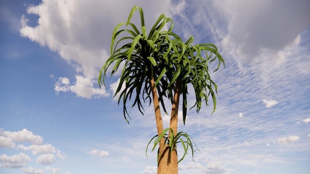 planta realista con cielo azul