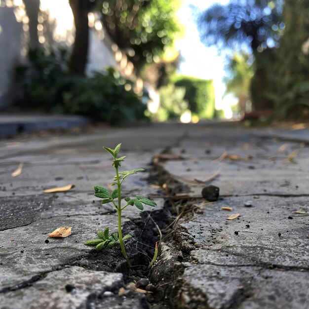 Planta resiliente que brota de uma rachadura