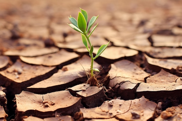 Una planta resistente que prospera en un suelo árido y agrietado