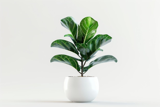 La planta de Sansevieria en una olla de flores moderna se encuentra en una mesa gris sobre un fondo blanco