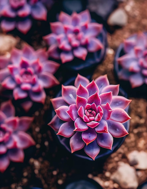 Planta suculenta rosa ilustrada en 3d