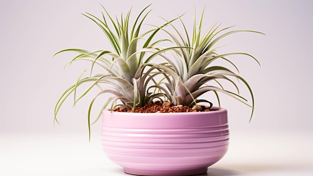 Planta Tillandsia Kolbii em uma panela em fundo branco