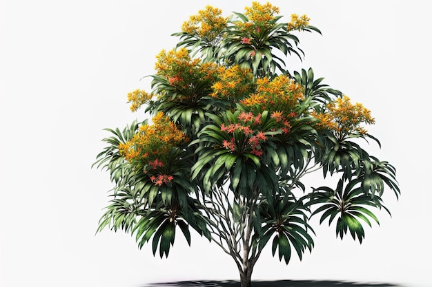 Planta tropical isolada com árvore de arbusto de arbusto de flor de caminho de corte