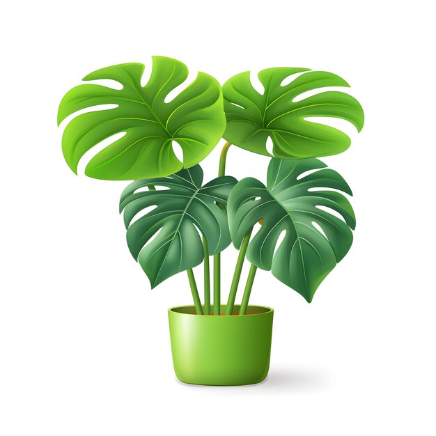 Foto planta tropical monstera aislada en el blanco