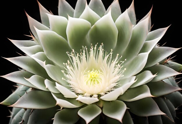 una planta verde con un centro blanco que dice florecer