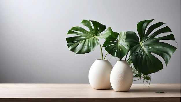 Foto planta verde de monstera em vaso branco