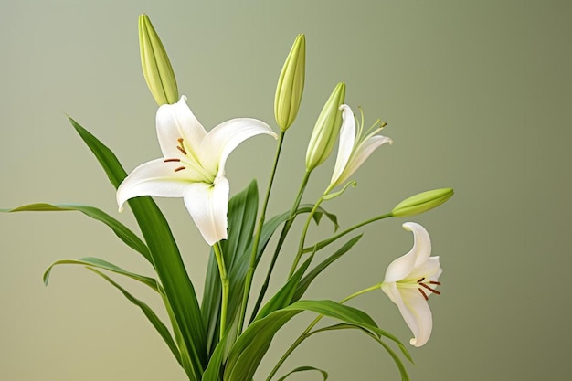 una planta verde con flores blancas y hojas verdes