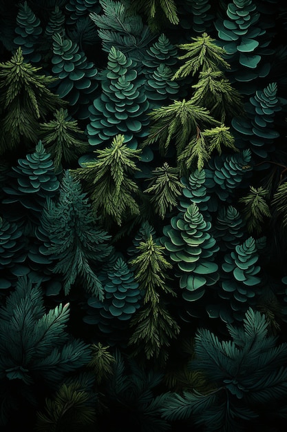 una planta verde con un fondo azul de hojas