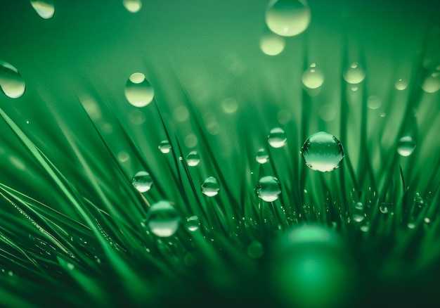 Una planta verde con gotas de agua