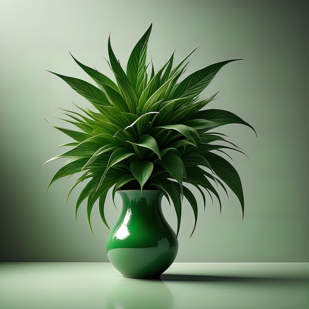 planta verde en un jarrón sobre un fondo verde planta verde en la mesa contra un fondo gris hermoso botánico