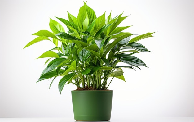 Planta verde en una olla en la mesa