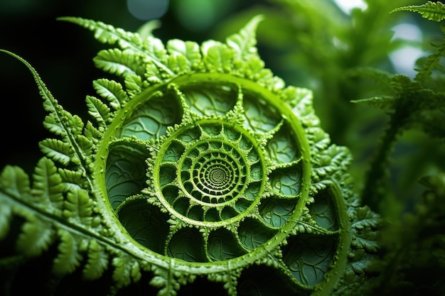 una planta verde con un patrón en espiral