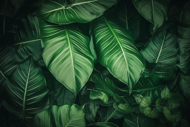 Una planta verde con un patrón de hojas verdes.