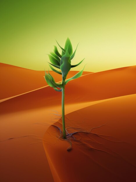 una planta verde que crece en el desierto