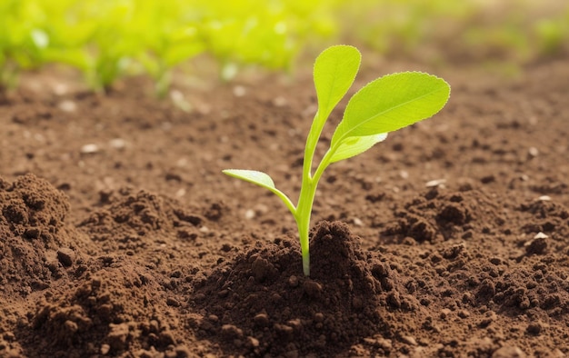 Una planta verde que crece fuera de la tierra