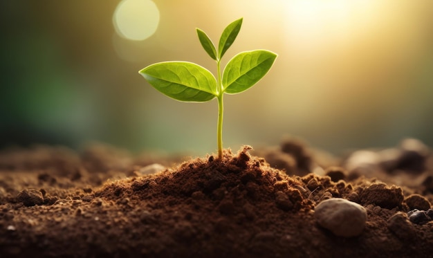 Foto una planta verde que crece de la tierra