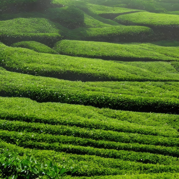 plantação de chá paisagem exuberante chá fresco