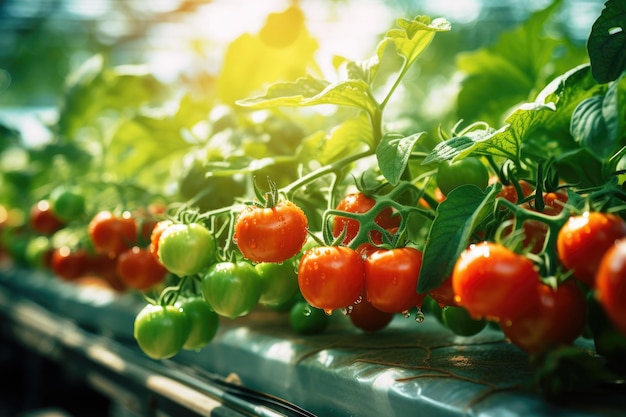 Plantação de tomate em estufa Cultivo de vegetais orgânicos