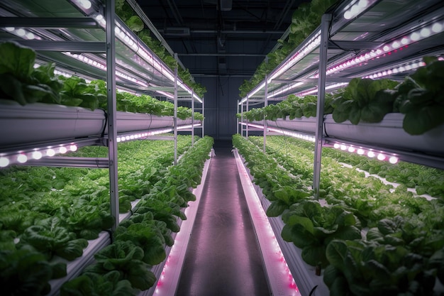 Plantação de vegetais verdes de fazenda moderna