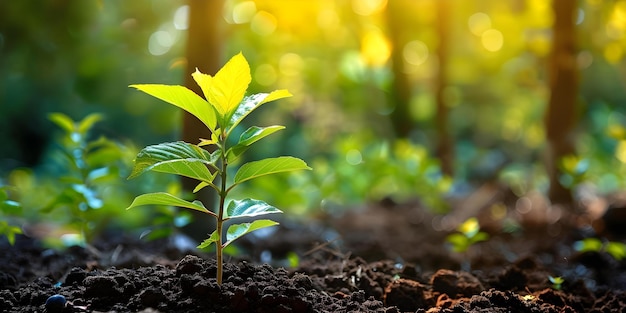 Foto la plantación de árboles compensa las emisiones de carbono, restablece el oxígeno y apoya la sostenibilidad ambiental.