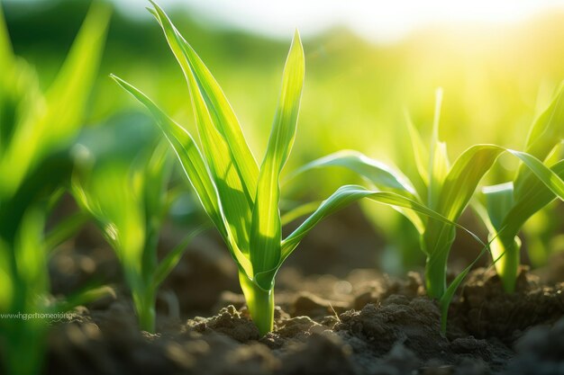 plantación de maíz macro