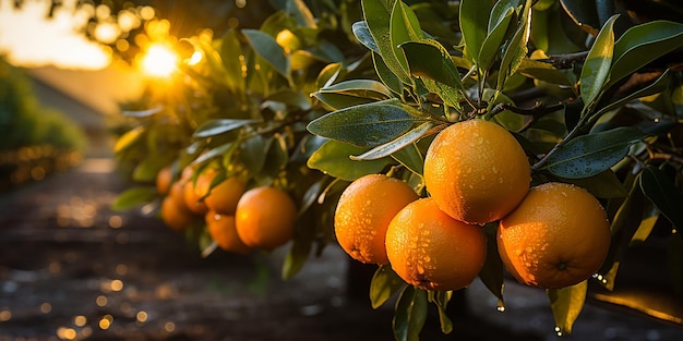 Plantación de mandarinas Citrus Grove a la luz del día Fotografía