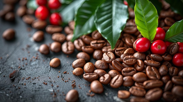 Plantación de plantas de café con hojas y hojas Diseño de fondo de bandera