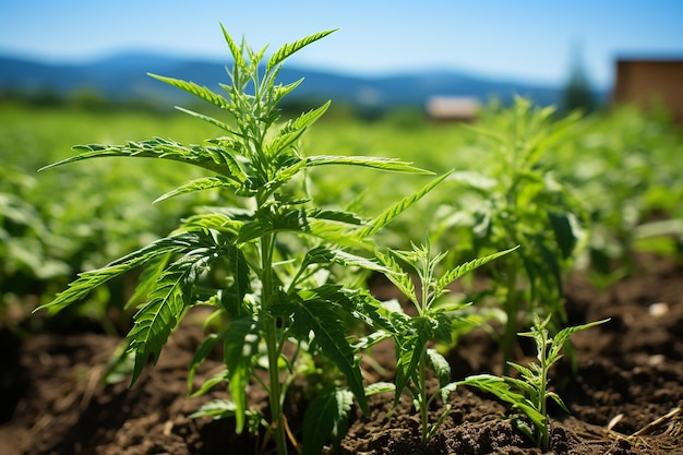 Foto plantación de sésamo terrenos agrícolas en el crecimiento del sésamo