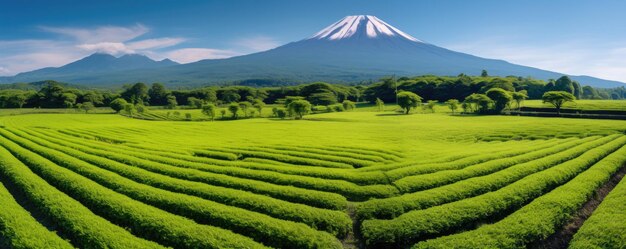 Plantación de té cerca de la montaña Fuji Shizuoka Japón Generativo ai