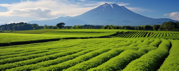 Plantación de té cerca de la montaña Fuji Shizuoka Japón Generativo ai