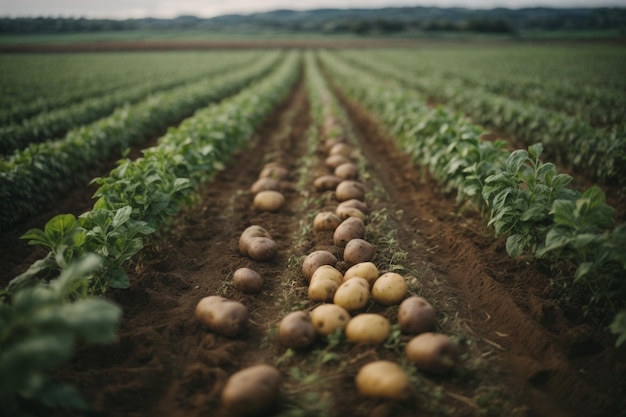 Foto las plantaciones de papa crecen en el campo ar c