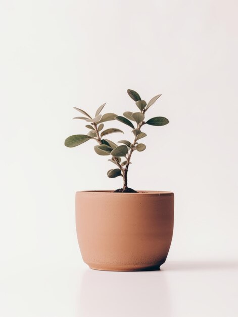 Foto plantar em um vaso em fundo branco